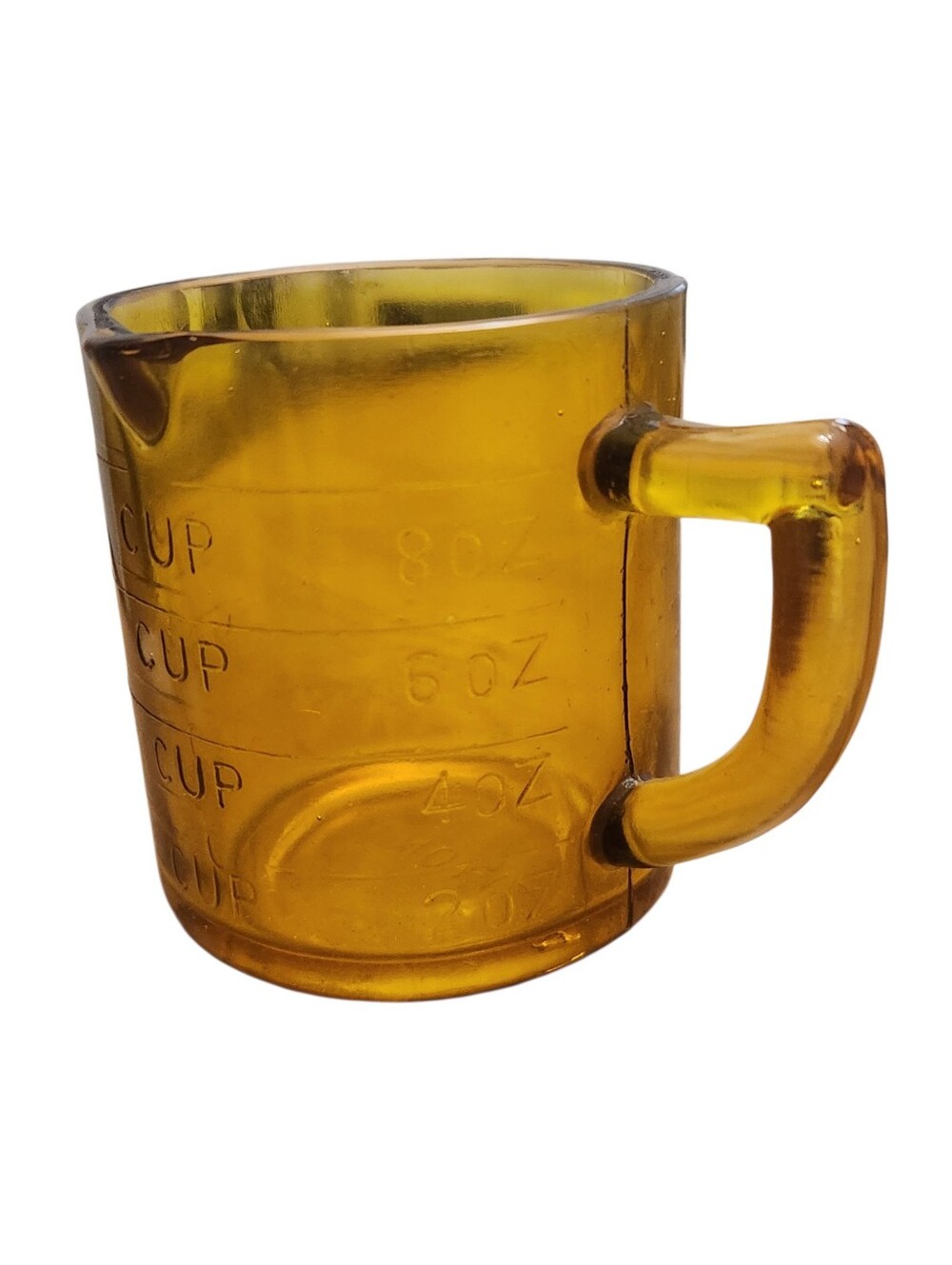 Magnolia Glass Measuring Cup 1 Cup Amber Vintage Look Etched Pour Spout